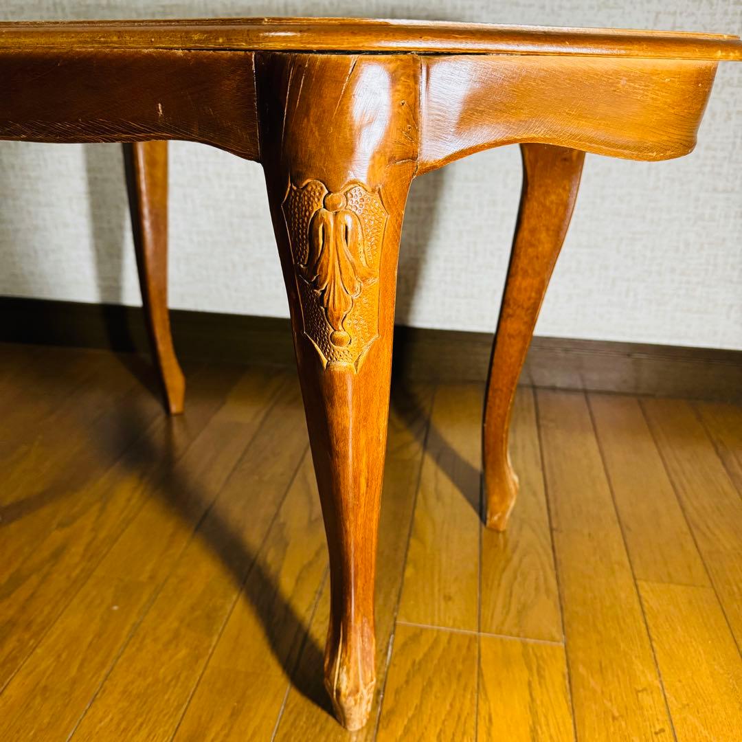 サイドテーブル　コーヒーテーブル　象嵌　イタリアアンティーク　猫脚