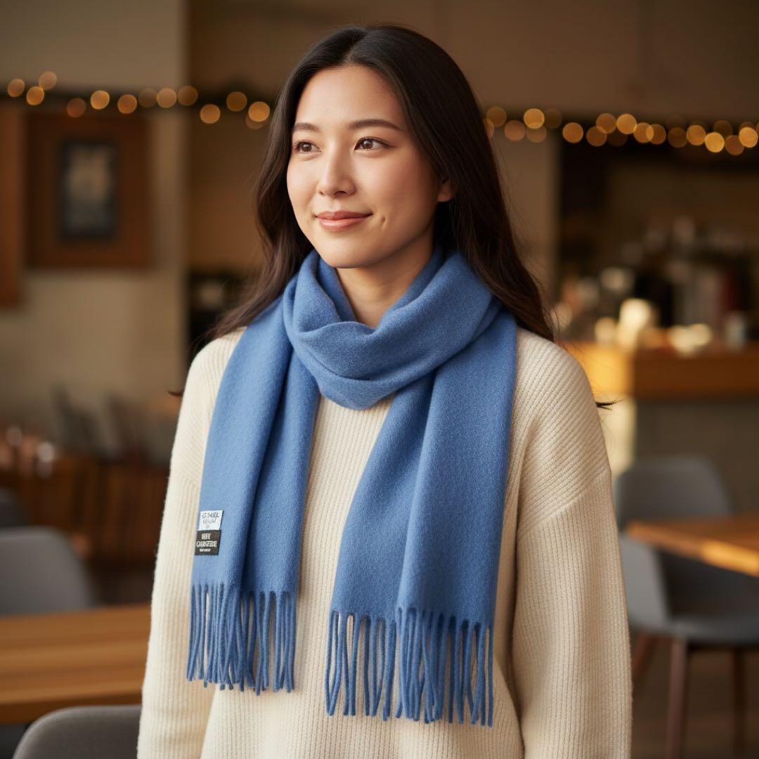 美品　シャネルブティック　カシミヤ100% マフラー　高級手触り　イタリア製