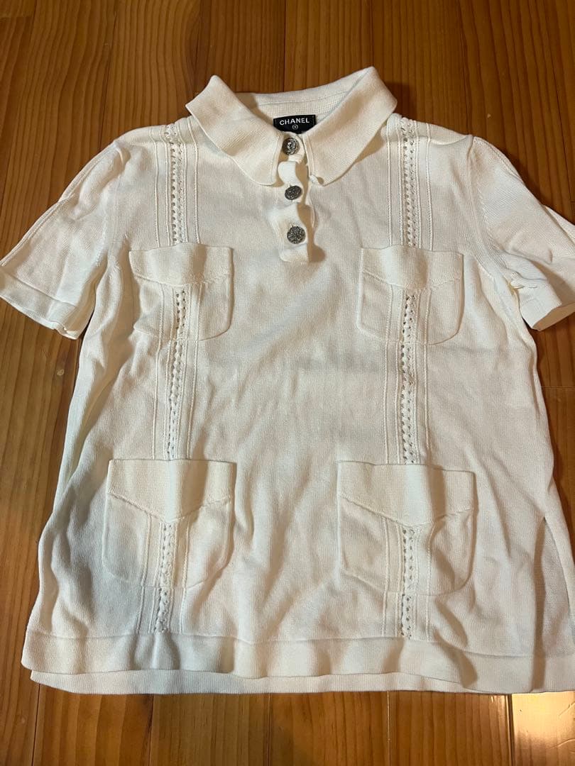 CHANEL ホワイト ポロシャツ 34