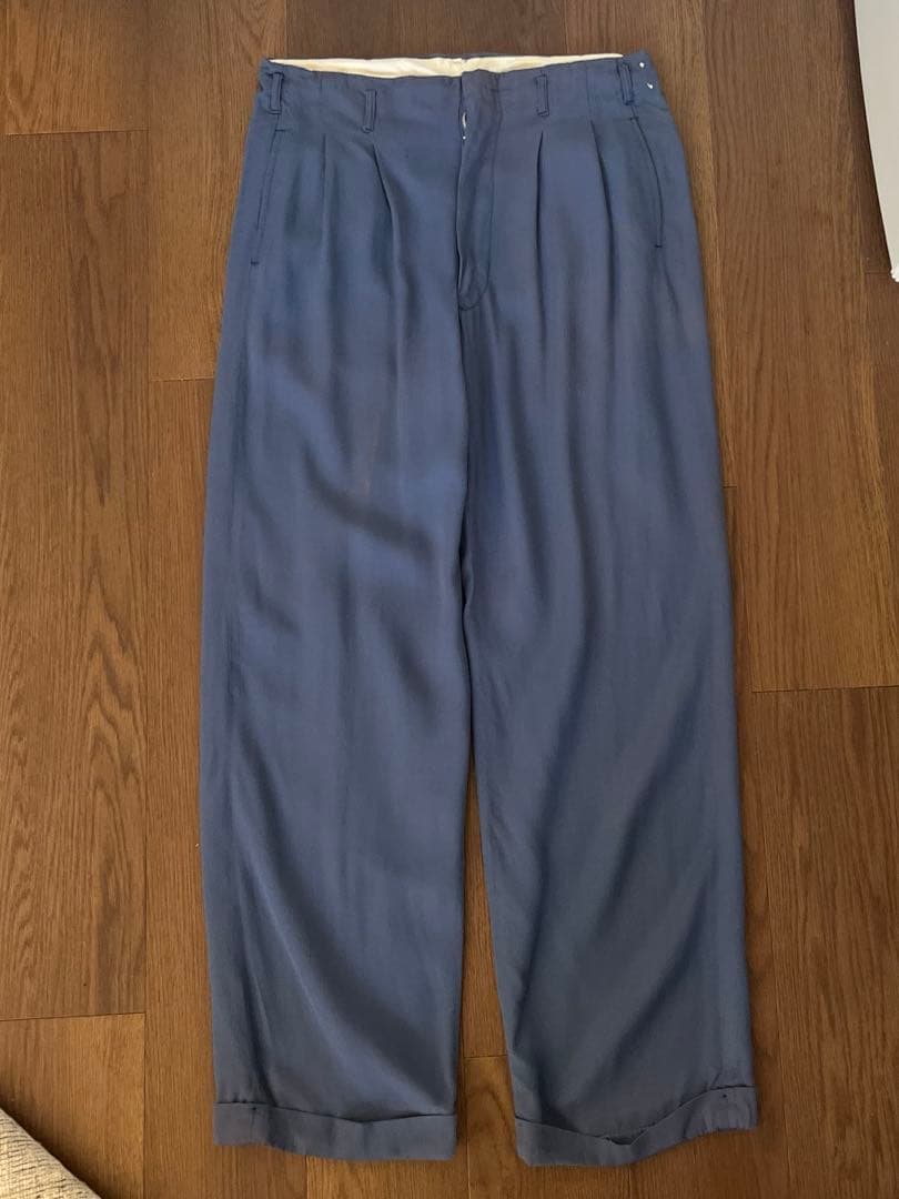 50s レーヨンギャバジンスラックス　ライトブルー　ヴィンテージ