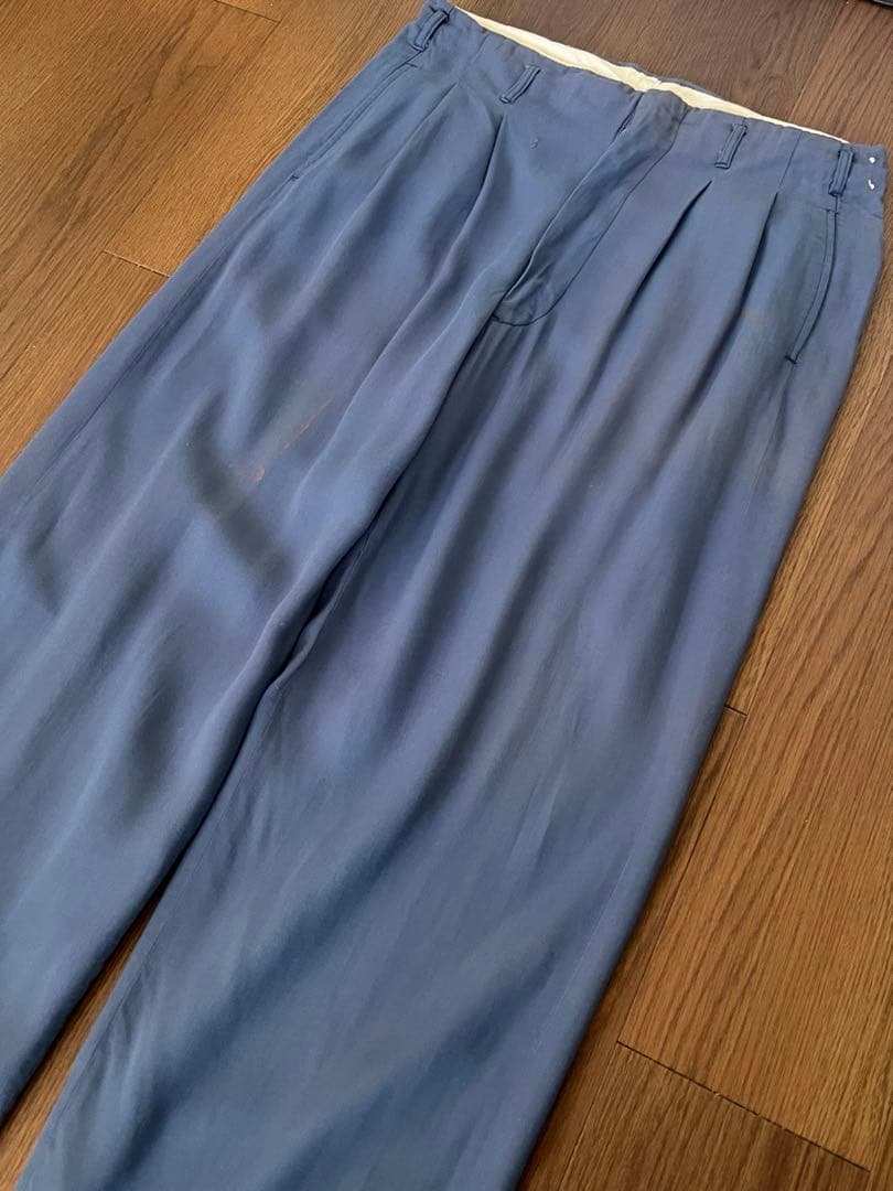 50s レーヨンギャバジンスラックス　ライトブルー　ヴィンテージ