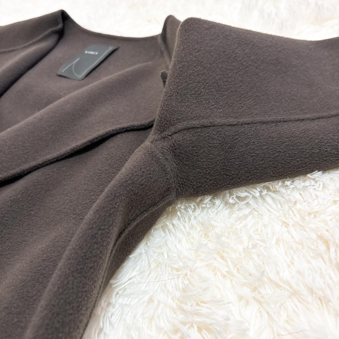 【極美品】NOBLE W/Ny リバーノーカラーコート ブラウンカーキ