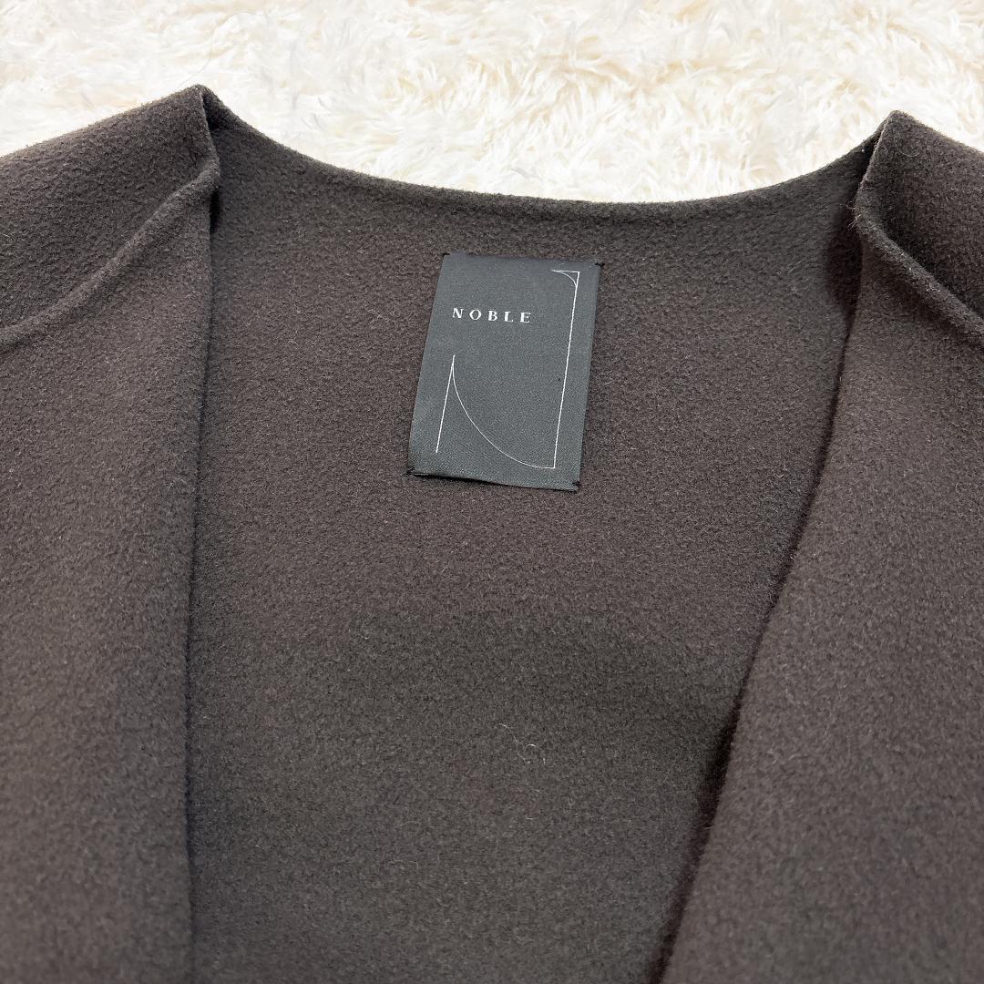 【極美品】NOBLE W/Ny リバーノーカラーコート ブラウンカーキ