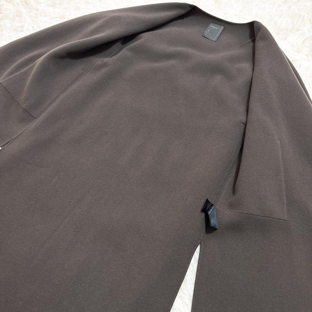 【極美品】NOBLE W/Ny リバーノーカラーコート ブラウンカーキ