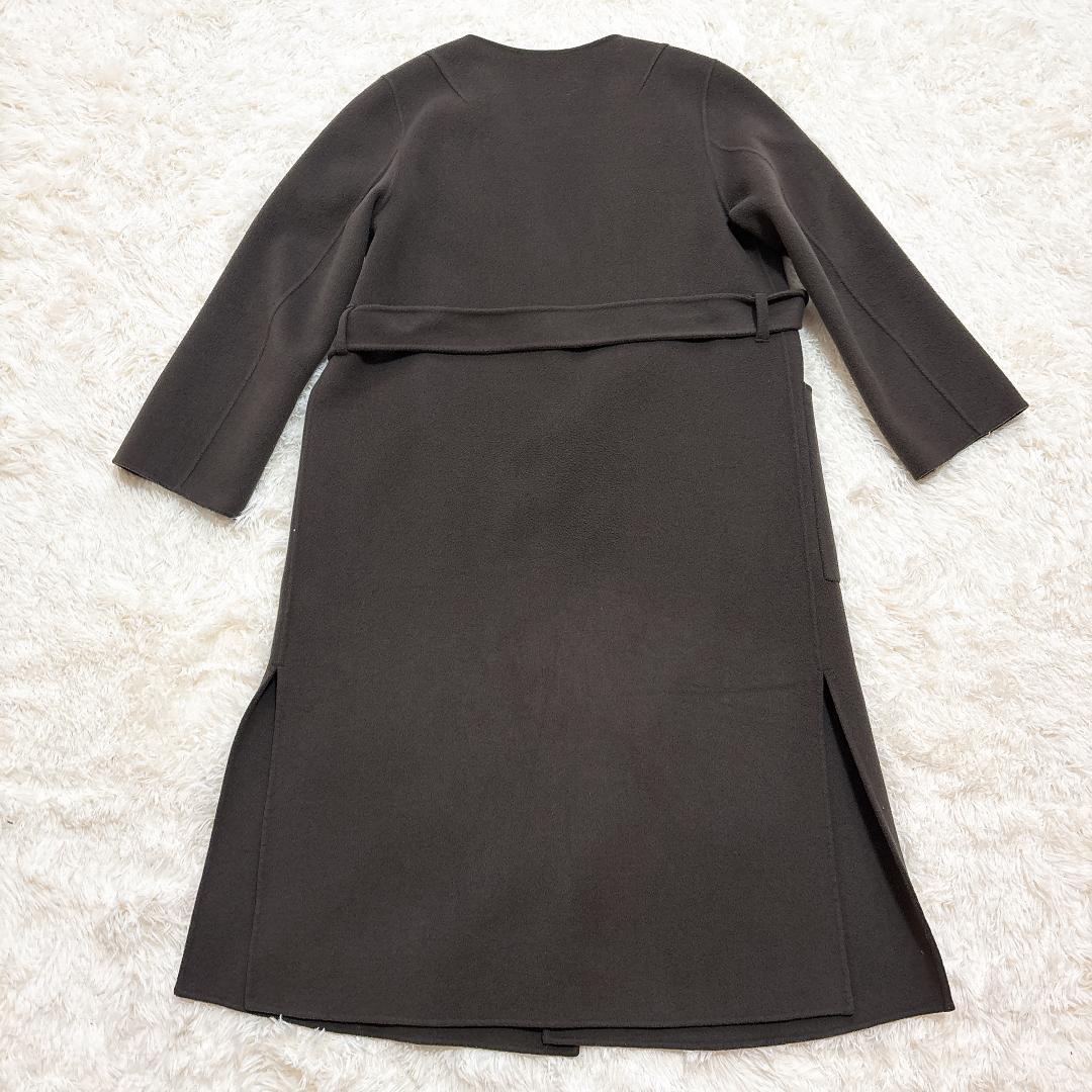【極美品】NOBLE W/Ny リバーノーカラーコート ブラウンカーキ