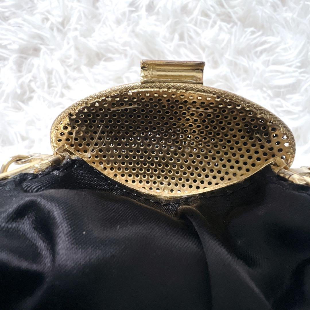 【希少】ルミーはしもと ビーズバッグ パーティーバック ショルダー 黒 ゴールド