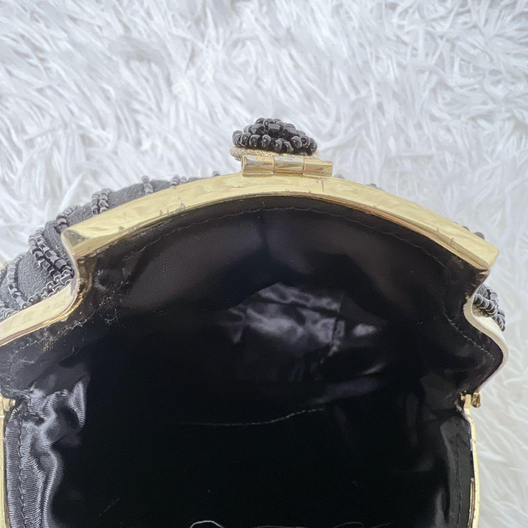 【希少】ルミーはしもと ビーズバッグ パーティーバック ショルダー 黒 ゴールド