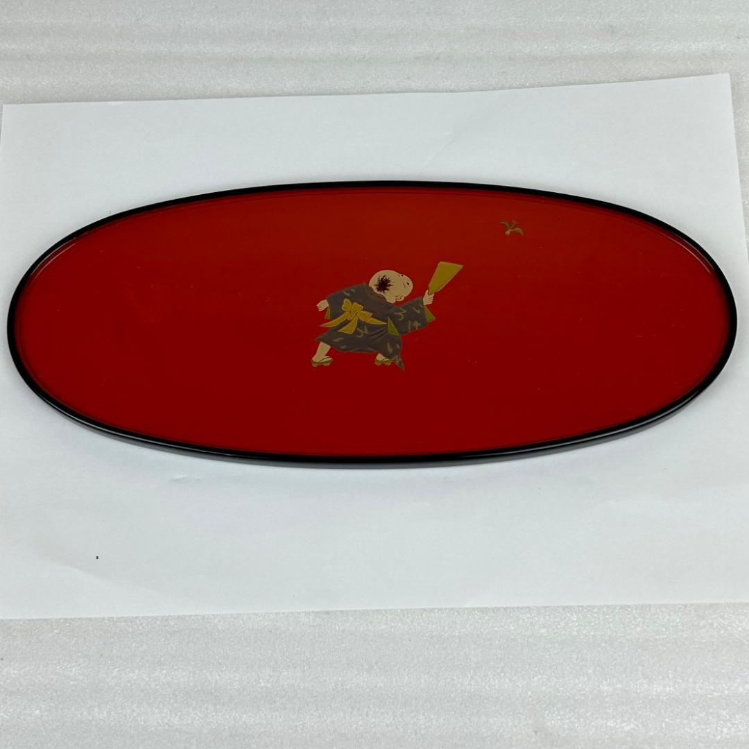 【美品】輪島塗　童蒔絵　兼用皿　摂田照彦作　5枚組　元箱入り