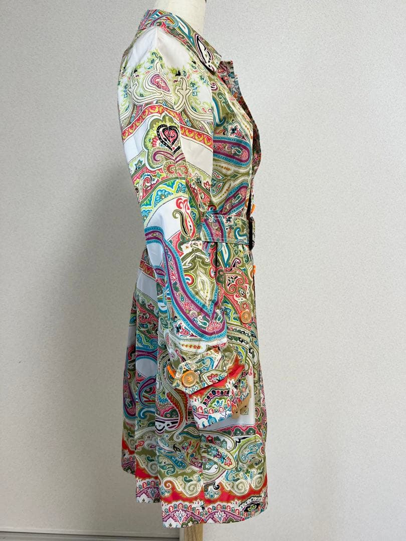 【美品】エトロ　トレンチコート　アウター　LL ペイズリー　総柄