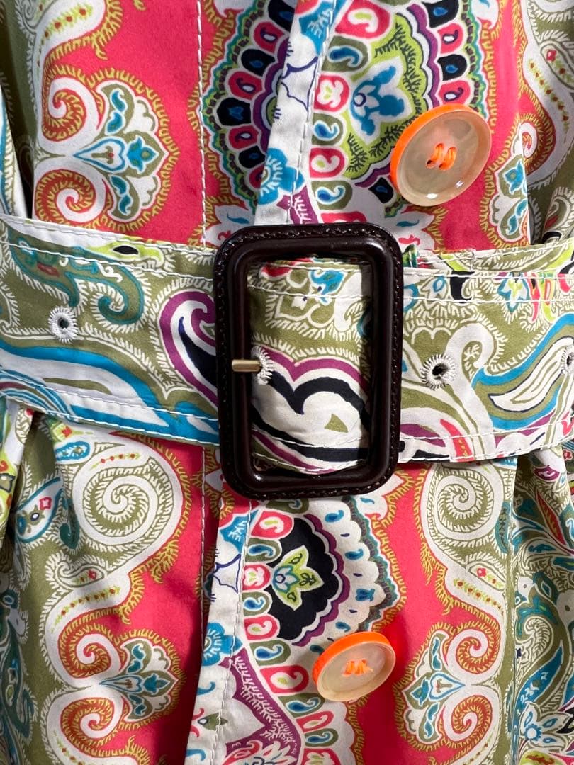 【美品】エトロ　トレンチコート　アウター　LL ペイズリー　総柄