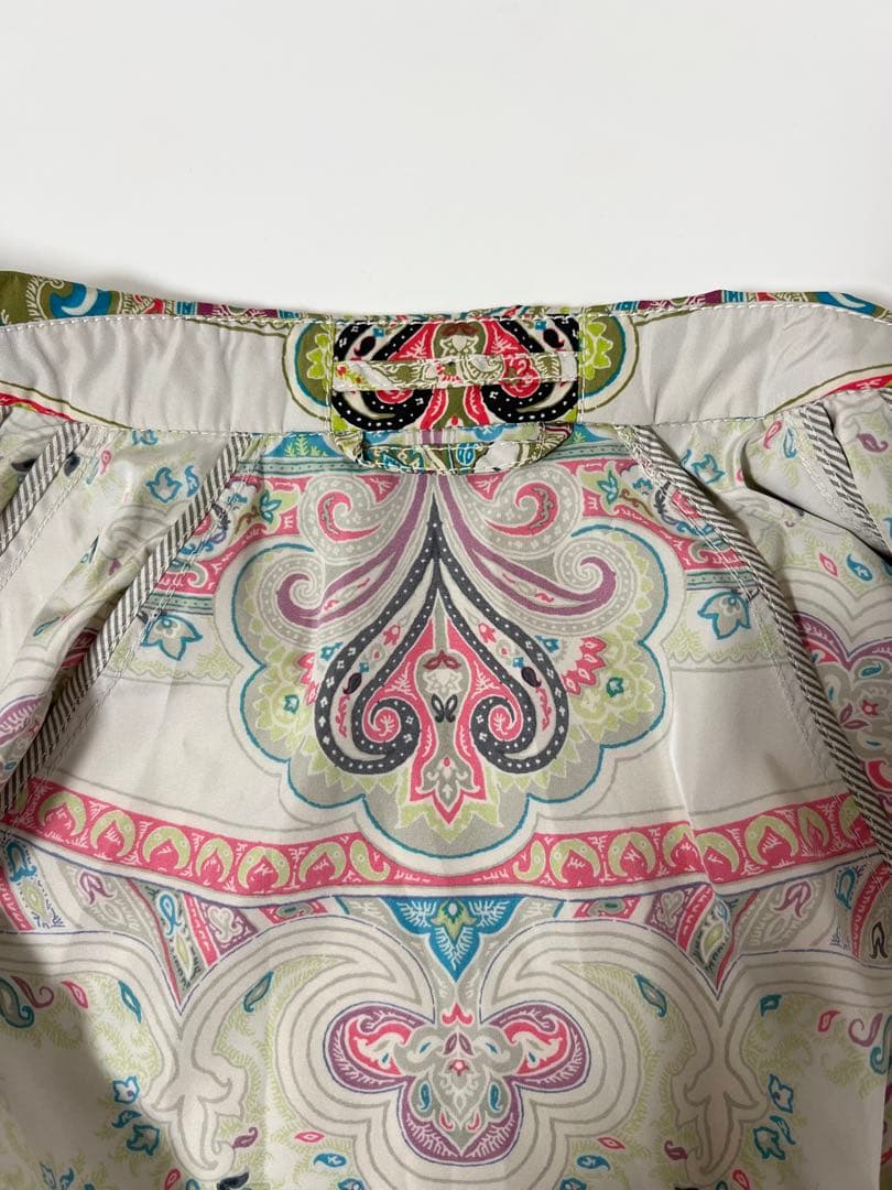 【美品】エトロ　トレンチコート　アウター　LL ペイズリー　総柄