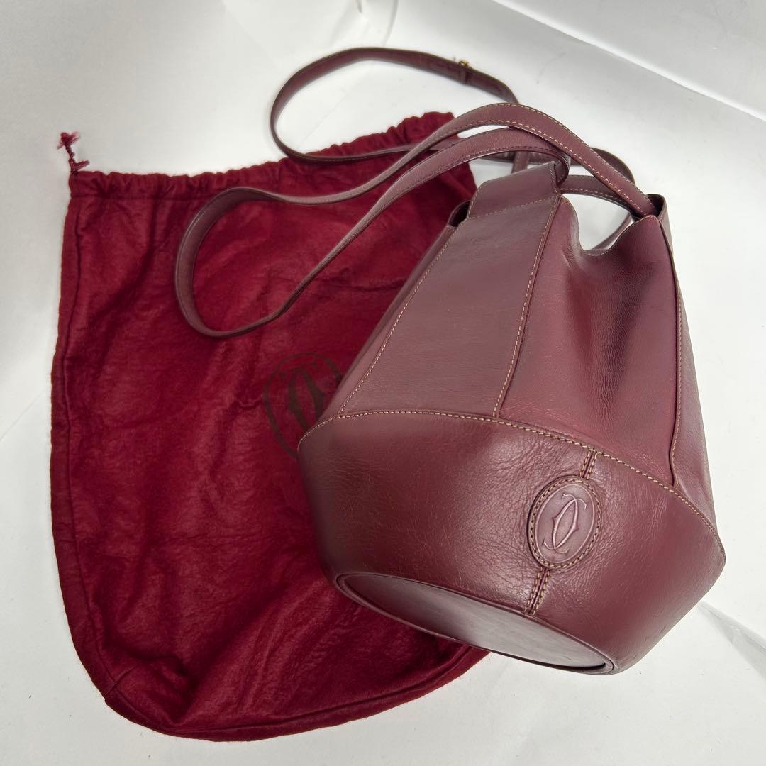 【良品✨️】カルティエ トートバッグ 2way 巾着 マストライン ボルドー