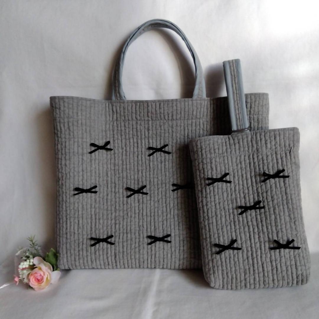 7♡7様　上靴袋×2 体操服袋 ネイビー RGリボン