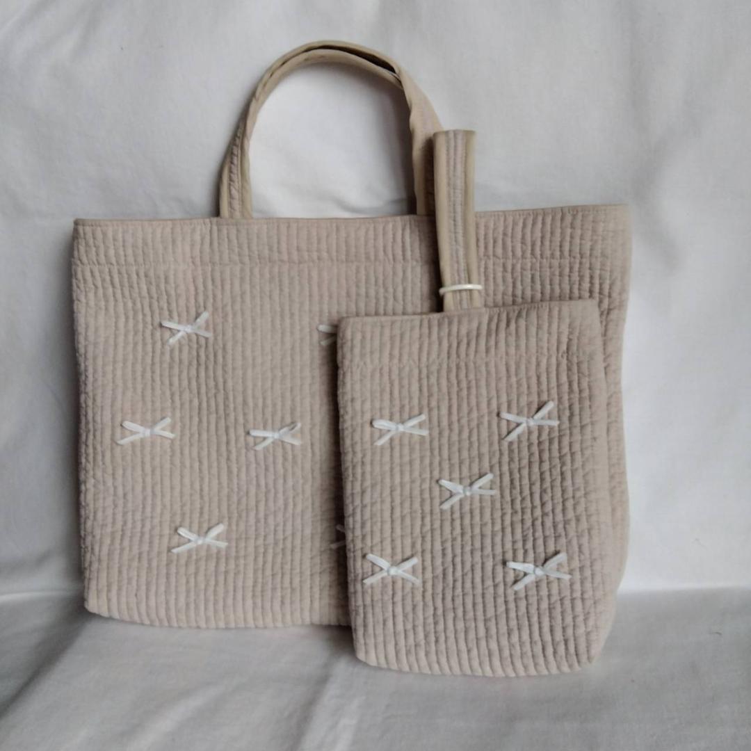 7♡7様　上靴袋×2 体操服袋 ネイビー RGリボン