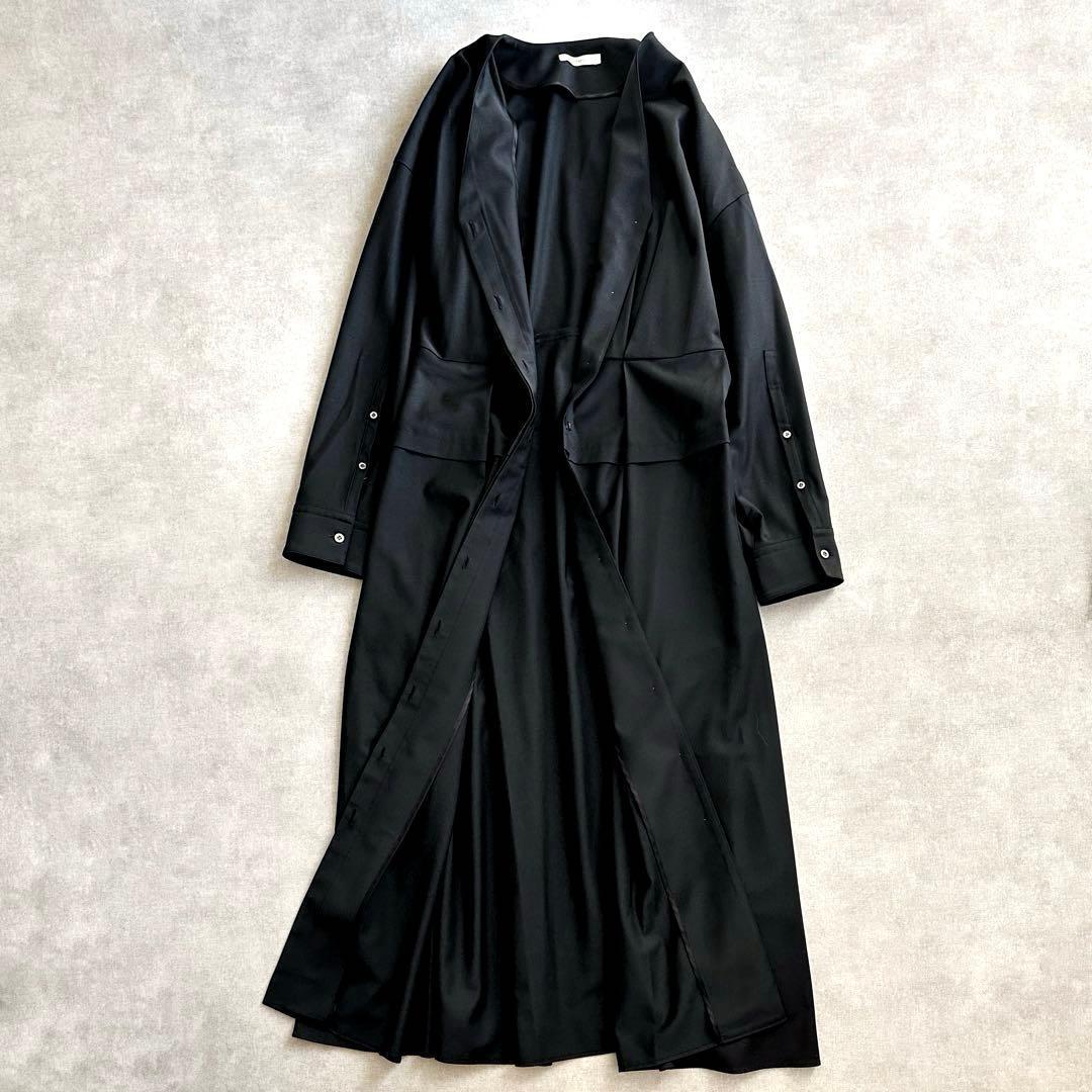 美品▲LE PHIL ル フィル//タック ロングワンピース▲ブラック　黒