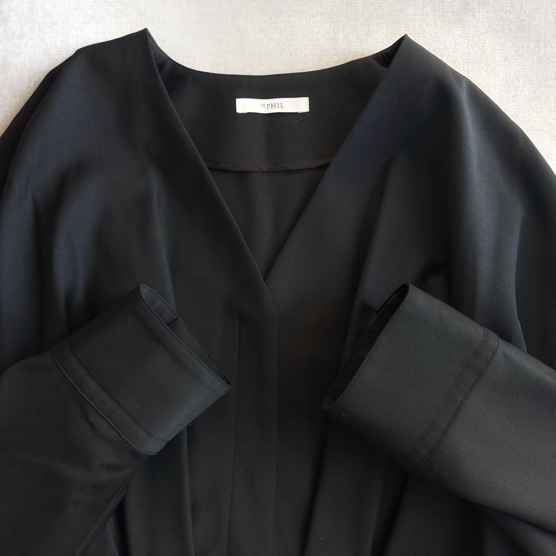 美品▲LE PHIL ル フィル//タック ロングワンピース▲ブラック　黒