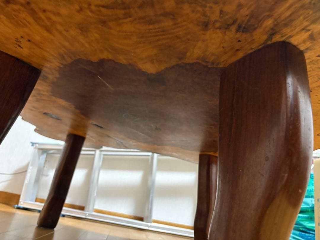 ナチュラルウッド座卓 直径約100cm トチ？