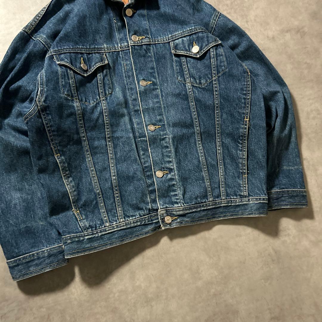 ヴィンテージ デニム コットン マルチポケット バックル デザイン ジャケット