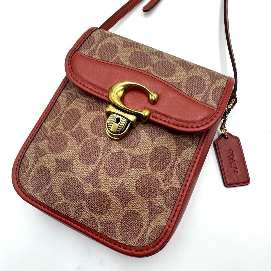極美品✨ コーチ ショルダーバッグ トール ストゥディオ シグネチャー 茶色