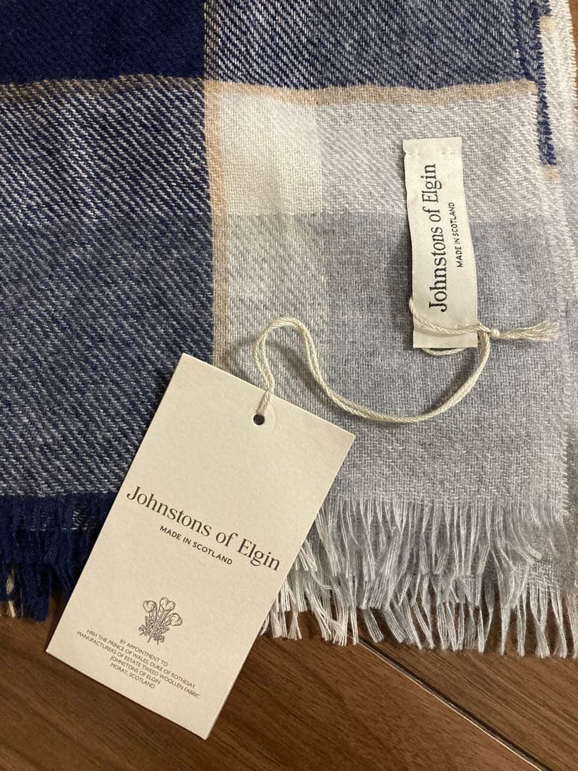 新品Johnstons of Elgin チェック柄 薄手大判　カシミヤ