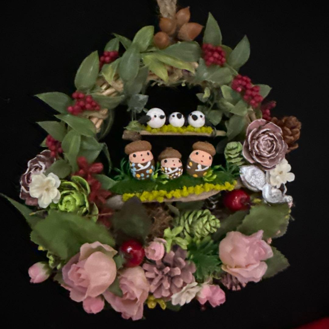 どんぐりアート♡2026年度お正月タペストリー風リース＆初春リース♡