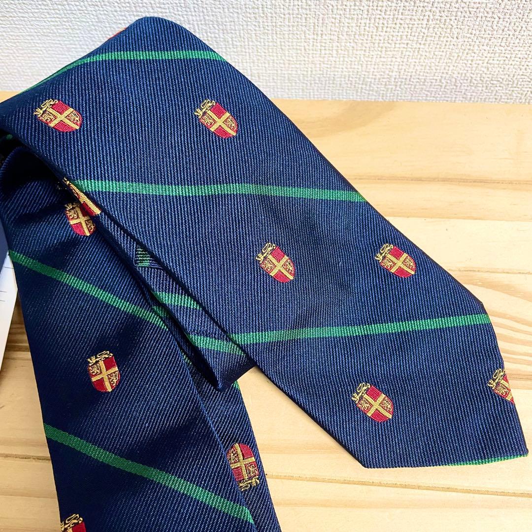 新品未使用品 タグ付き ポロラルフローレン ネクタイ エンブレム ストライプ柄