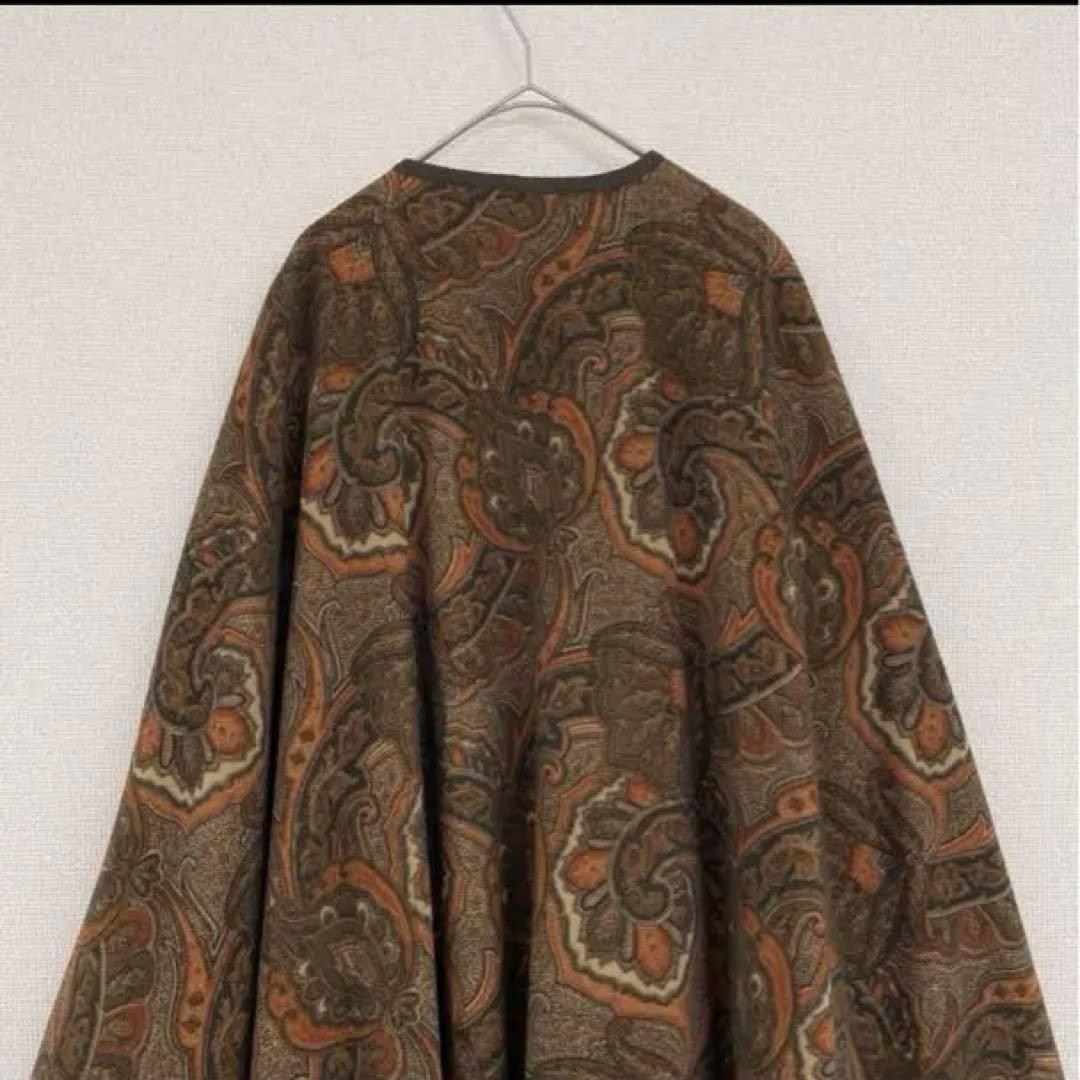 エトロ　ケープコート　ペイズリー　カシミヤ　ウール　ポンチョマント羽織りショール