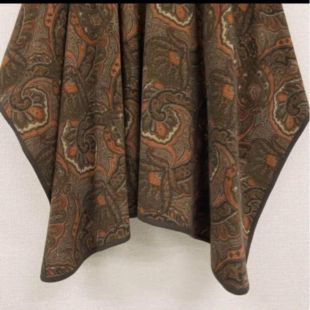 エトロ　ケープコート　ペイズリー　カシミヤ　ウール　ポンチョマント羽織りショール