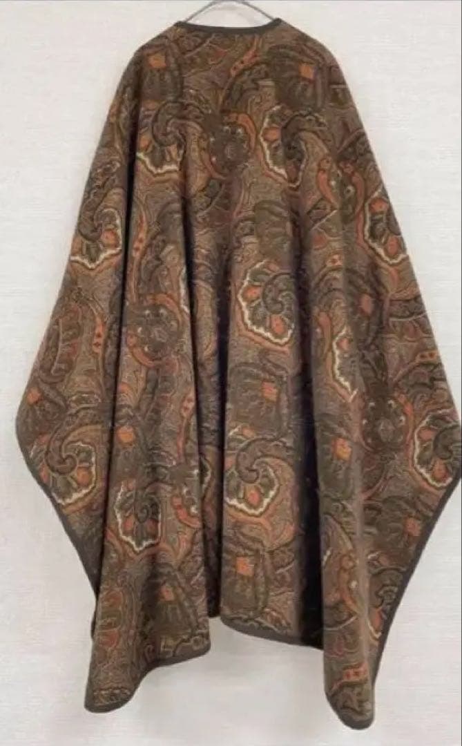 エトロ　ケープコート　ペイズリー　カシミヤ　ウール　ポンチョマント羽織りショール