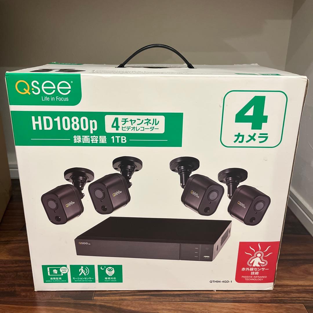 【新品未使用】Qsee 4チャンネルビデオレコーダー HD1080p 監視カメラ