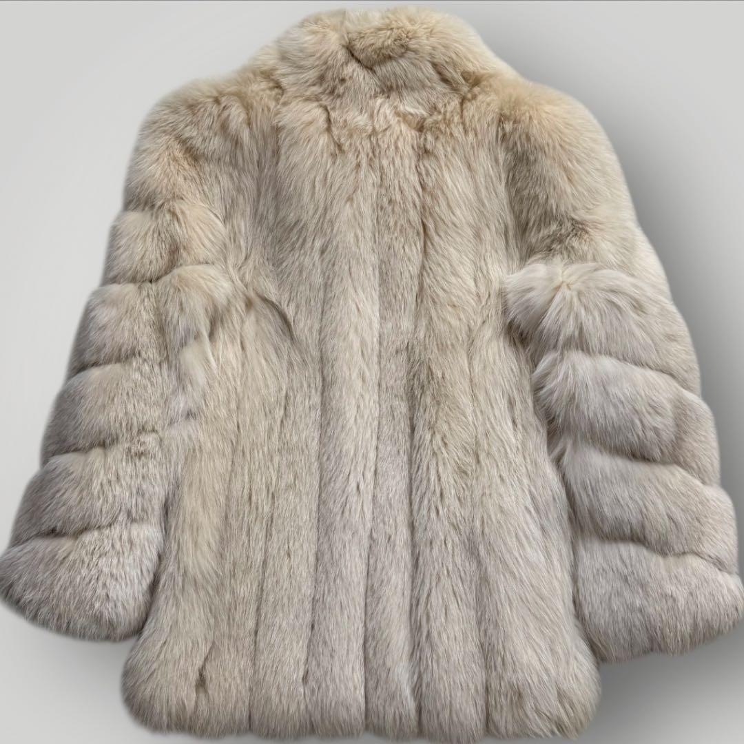 本毛皮☆ブルーフォックス FOX ファーコート ふわふわ◎ 11号