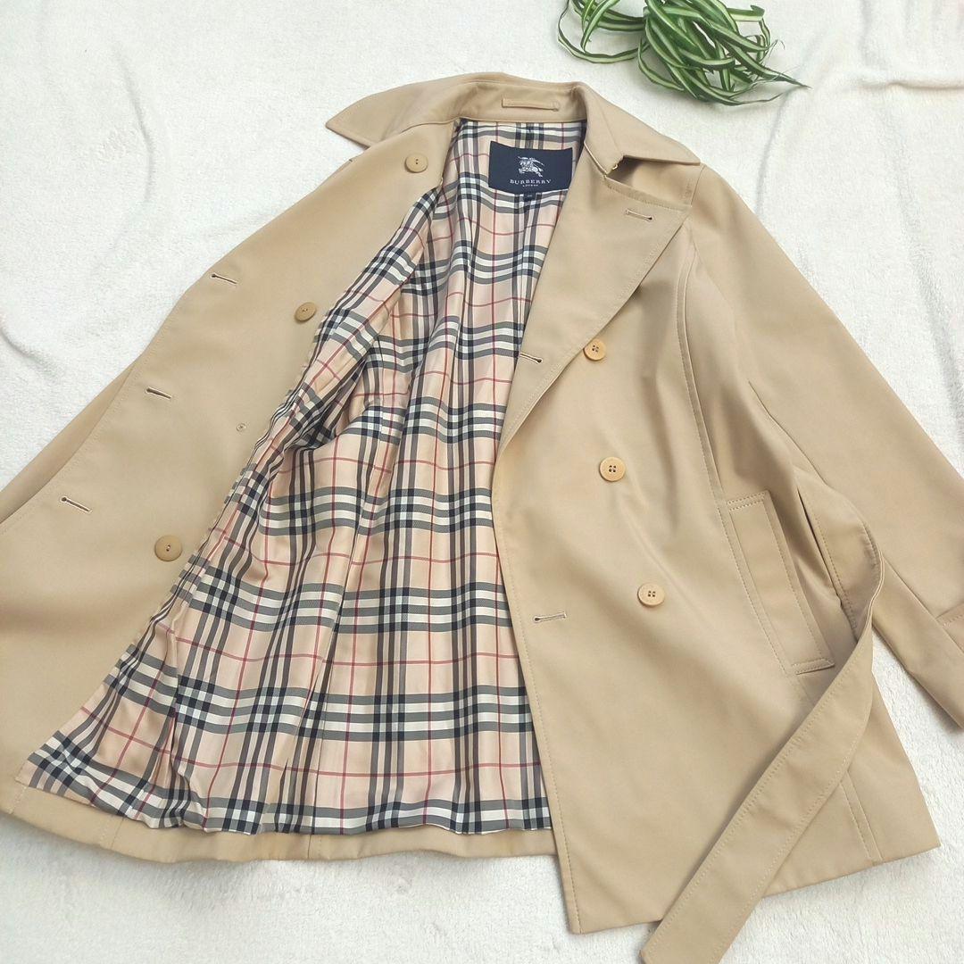 バーバリーロンドン　ハーフコート　ミドル丈　ノバチェック　ベルト付き　L