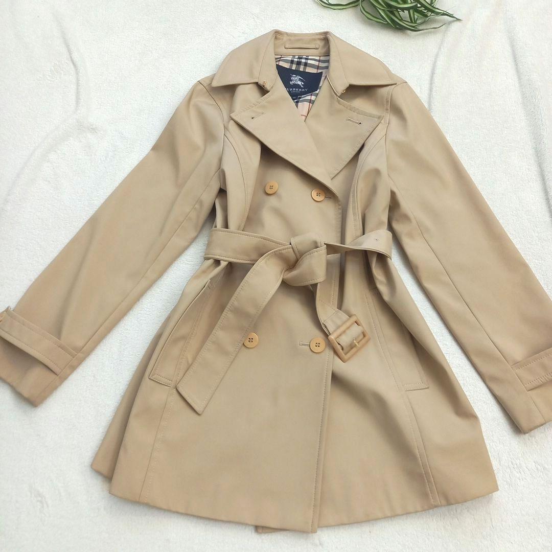 バーバリーロンドン　ハーフコート　ミドル丈　ノバチェック　ベルト付き　L