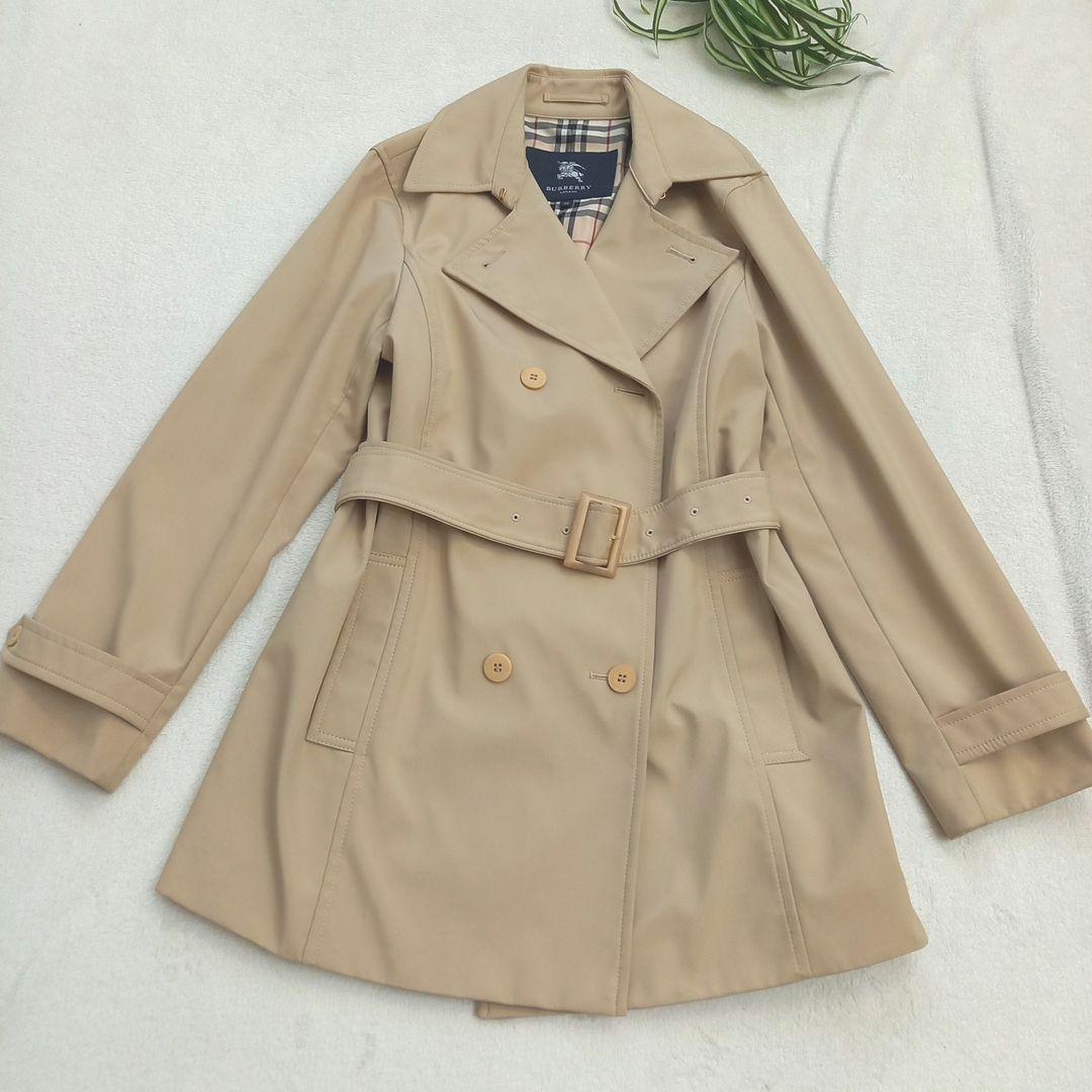 バーバリーロンドン　ハーフコート　ミドル丈　ノバチェック　ベルト付き　L