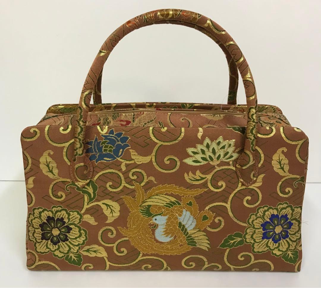 ◆おふく◆利休バッグ　唐草に鳳凰　着物　和装