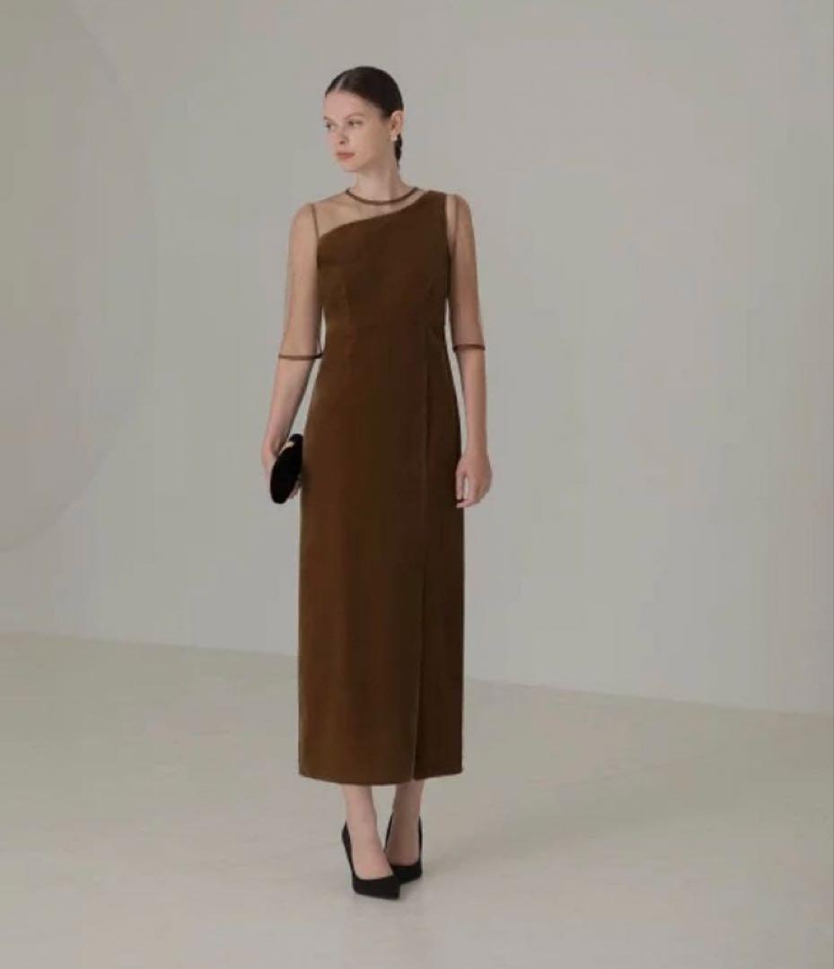 leja ドレス アシンメトリーティアードフリル3WAYベロアワンピースドレス