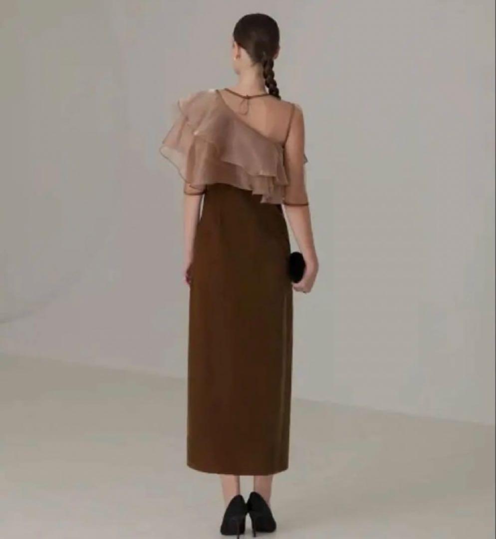 leja ドレス アシンメトリーティアードフリル3WAYベロアワンピースドレス