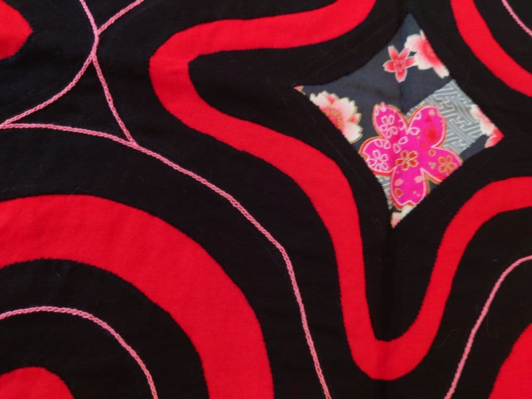 ハンドメイド アイヌ文様刺繍 タペストリー