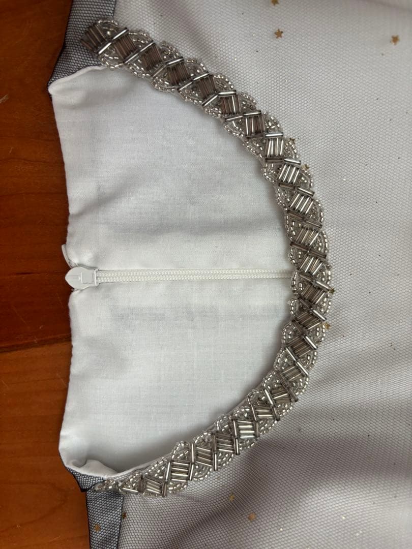 Drescco グラデーショングレービジューストーンロングドレス 125㎝