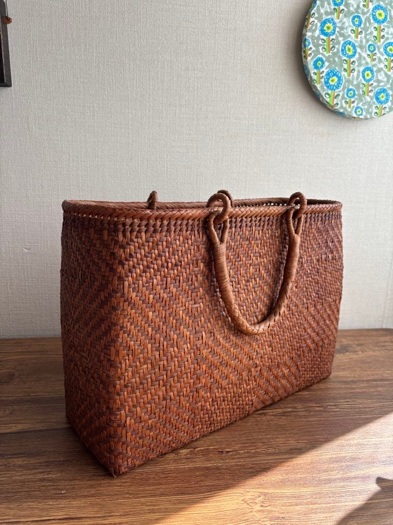 国産山葡萄蔓　かごバッグ　網代編み