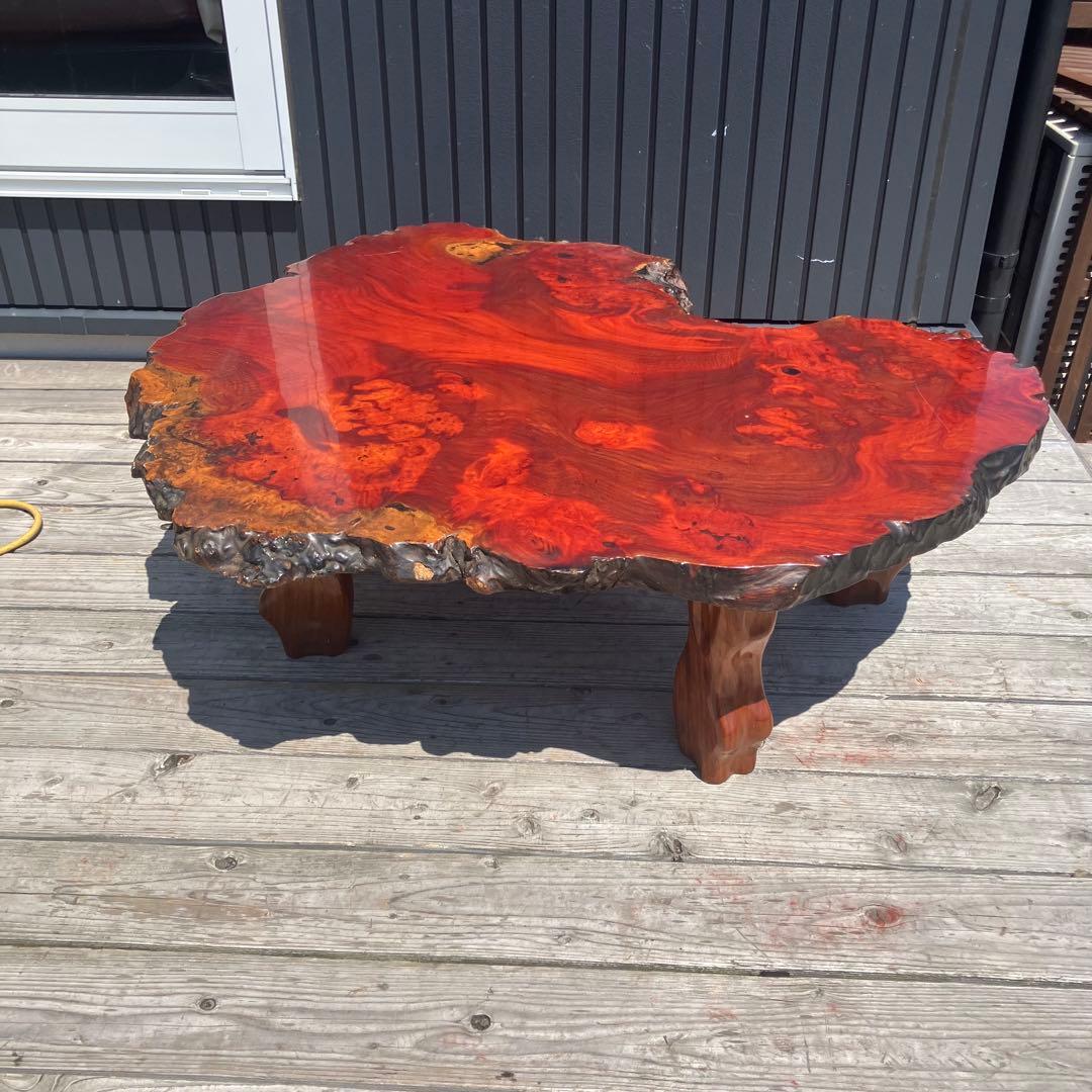 昭和レトロ 銘木 花梨 一枚板 大型座卓 センターテーブル サイドテーブル