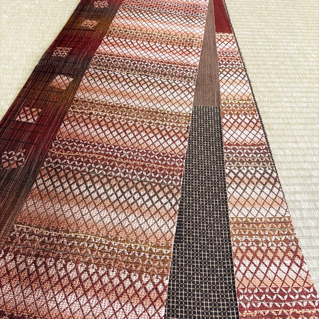 証紙あり　正絹　リバーシブル　本場筑前博多織《源氏香　歌舞伎隈取》