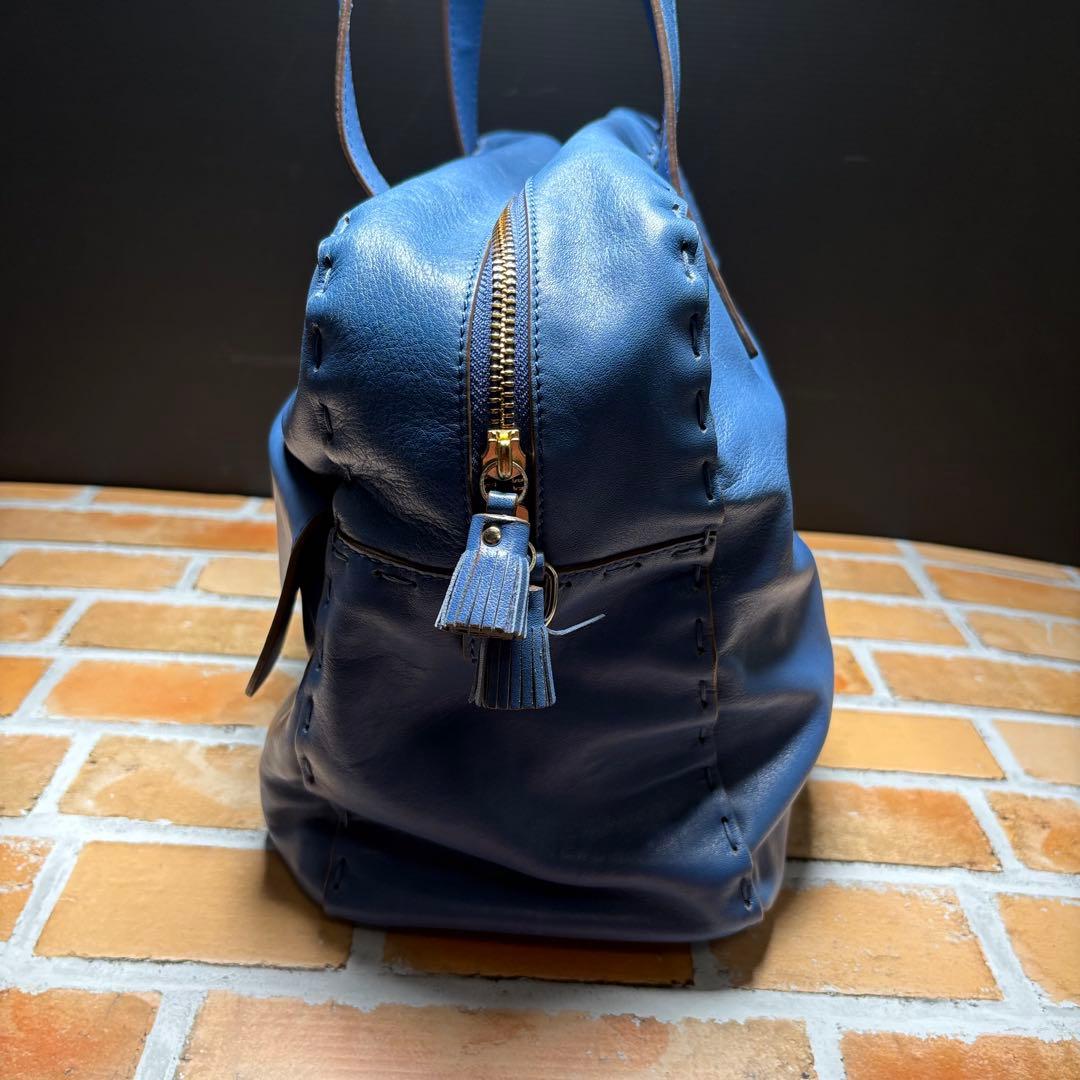 アニヤハインドマーチ　カーカー　２WAY　くすみブルー　鍵　タッセル