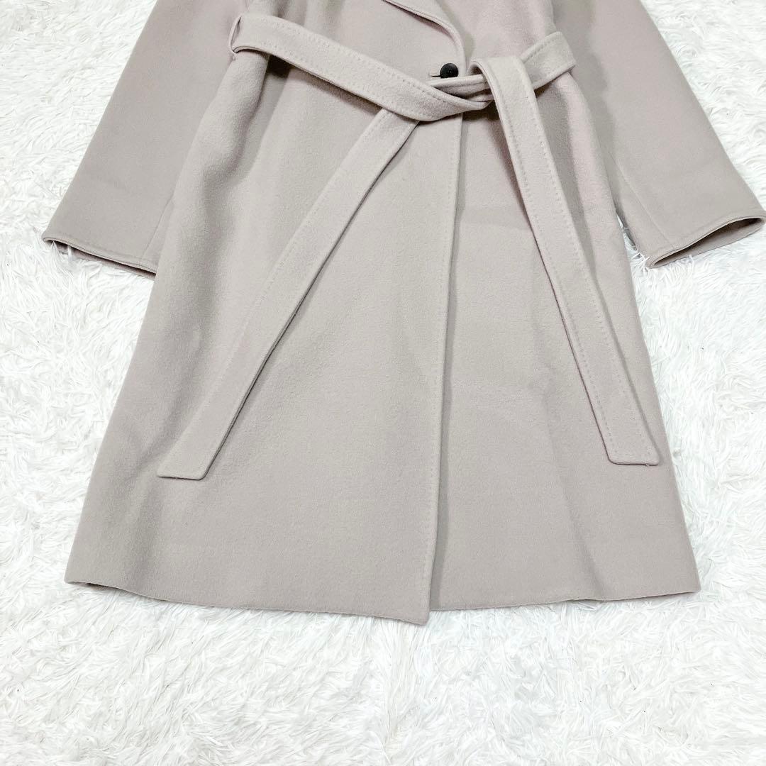 エポカ　ウール　ビッグカラー　チェスターコート　ベルト　グレージュ　42サイズ