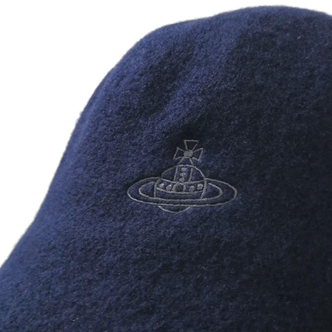 美品✨ ヴィヴィアン　帽子　ハット　オーブ 刺繍　バスククロッシェ　紺　S〜M
