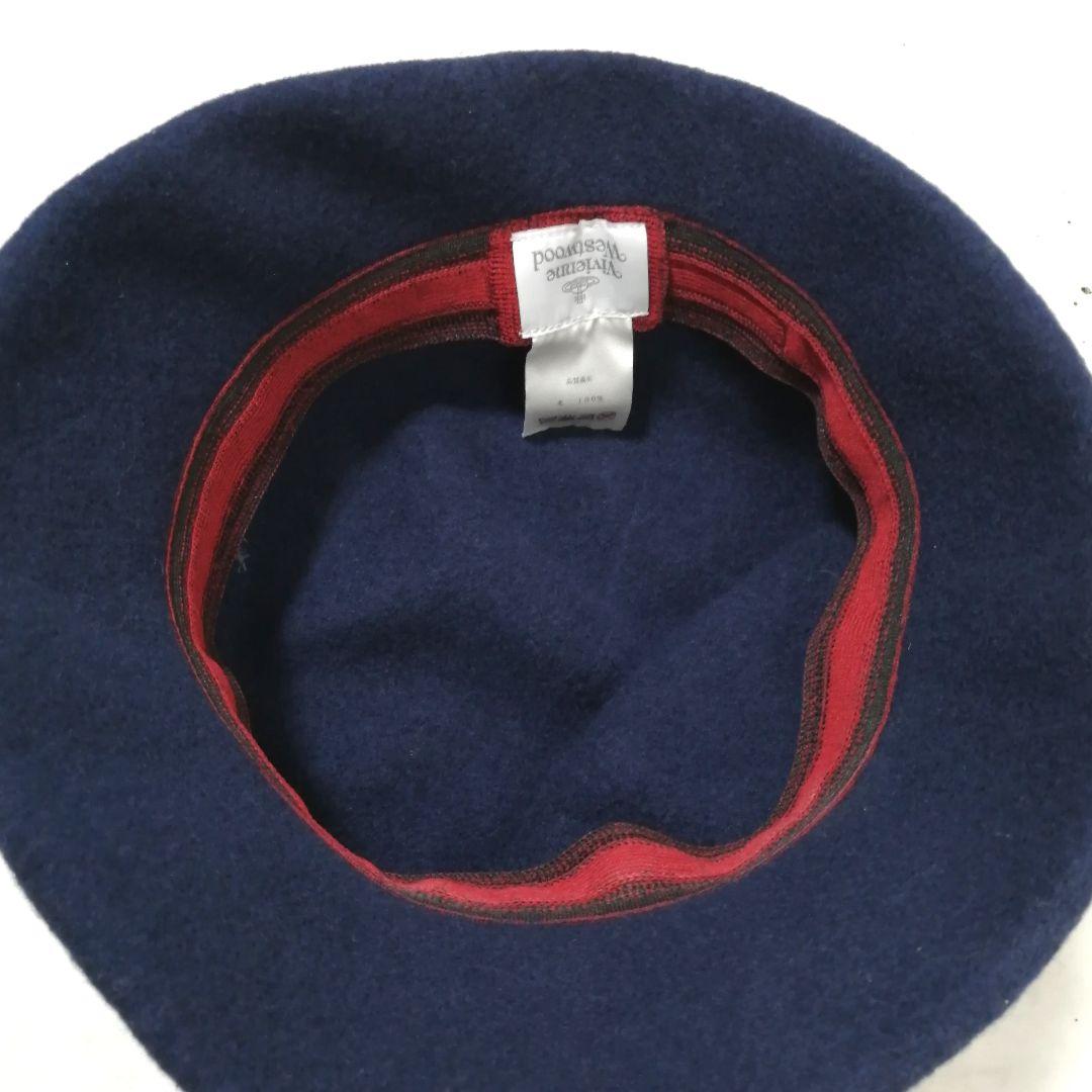 美品✨ ヴィヴィアン　帽子　ハット　オーブ 刺繍　バスククロッシェ　紺　S〜M