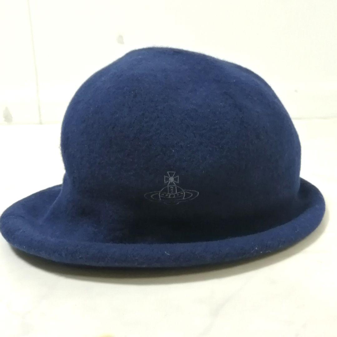 美品✨ ヴィヴィアン　帽子　ハット　オーブ 刺繍　バスククロッシェ　紺　S〜M