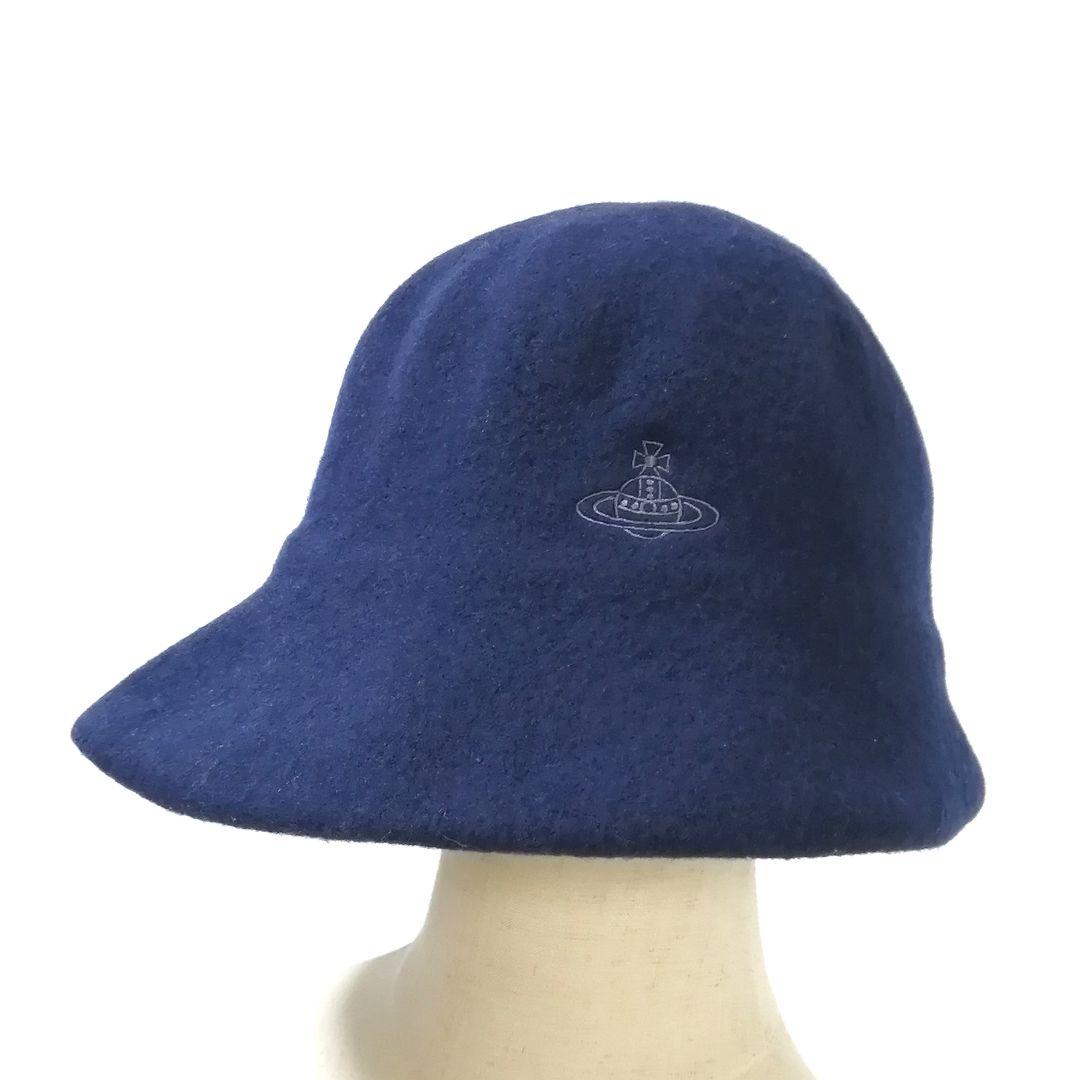 美品✨ ヴィヴィアン　帽子　ハット　オーブ 刺繍　バスククロッシェ　紺　S〜M