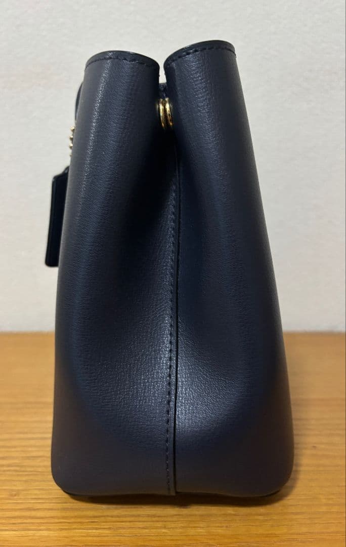美品 COACH コーチ レザー トートバッグ 2way ネイビー