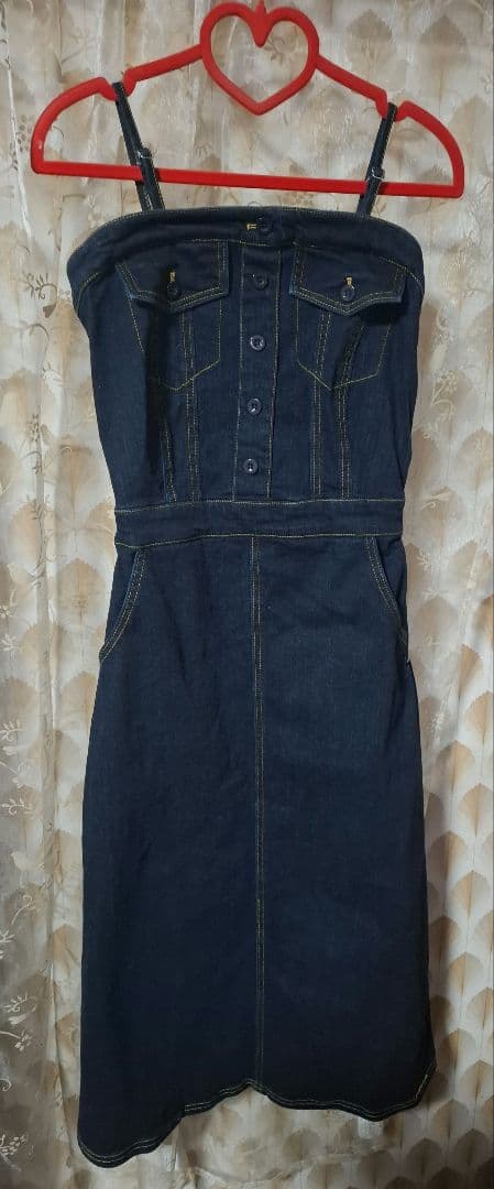 overE　オーバーイー　肩紐外せるストレッチデニムワンピース　U65
